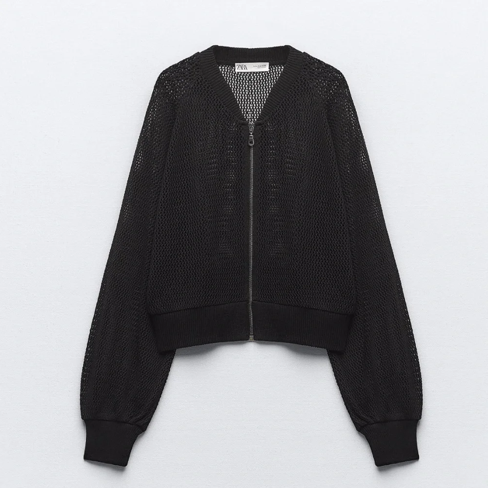 Zara mesh knit bomber cardigan top